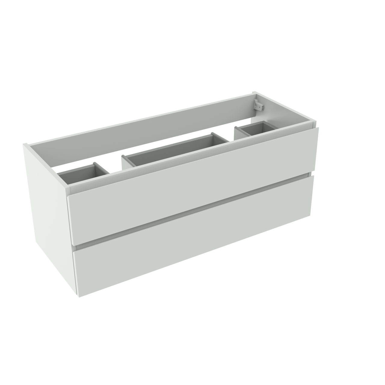 Storke Delta zwevende wastafelonderkast 120 x 48 cm mat wit 2 lades 2 sifonuitsparingen