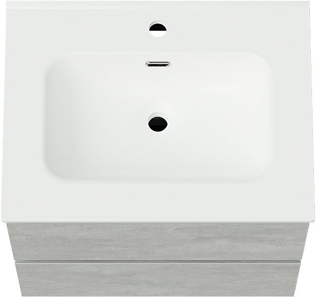 Linie Lado zwevend badmeubel 60 x 46 cm beton donkergrijs met Baro enkele wastafel in porselein mat wit