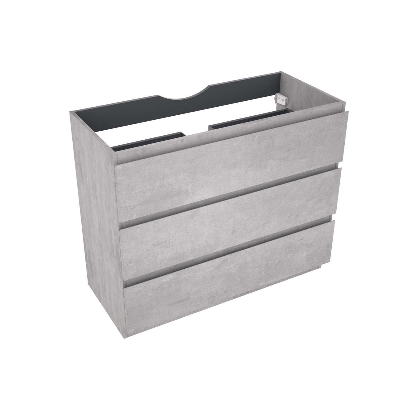 Linie Lado meuble sous-vasque a poser 100 x 46 cm béton gris foncé 3 tiroirs