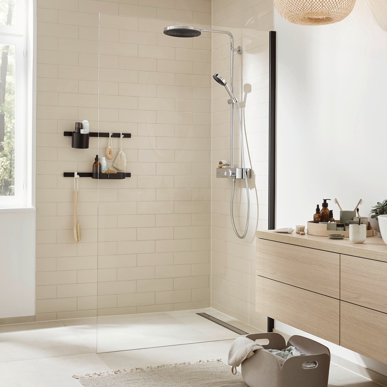 Hansgrohe WallStoris Wandplank mat zwart