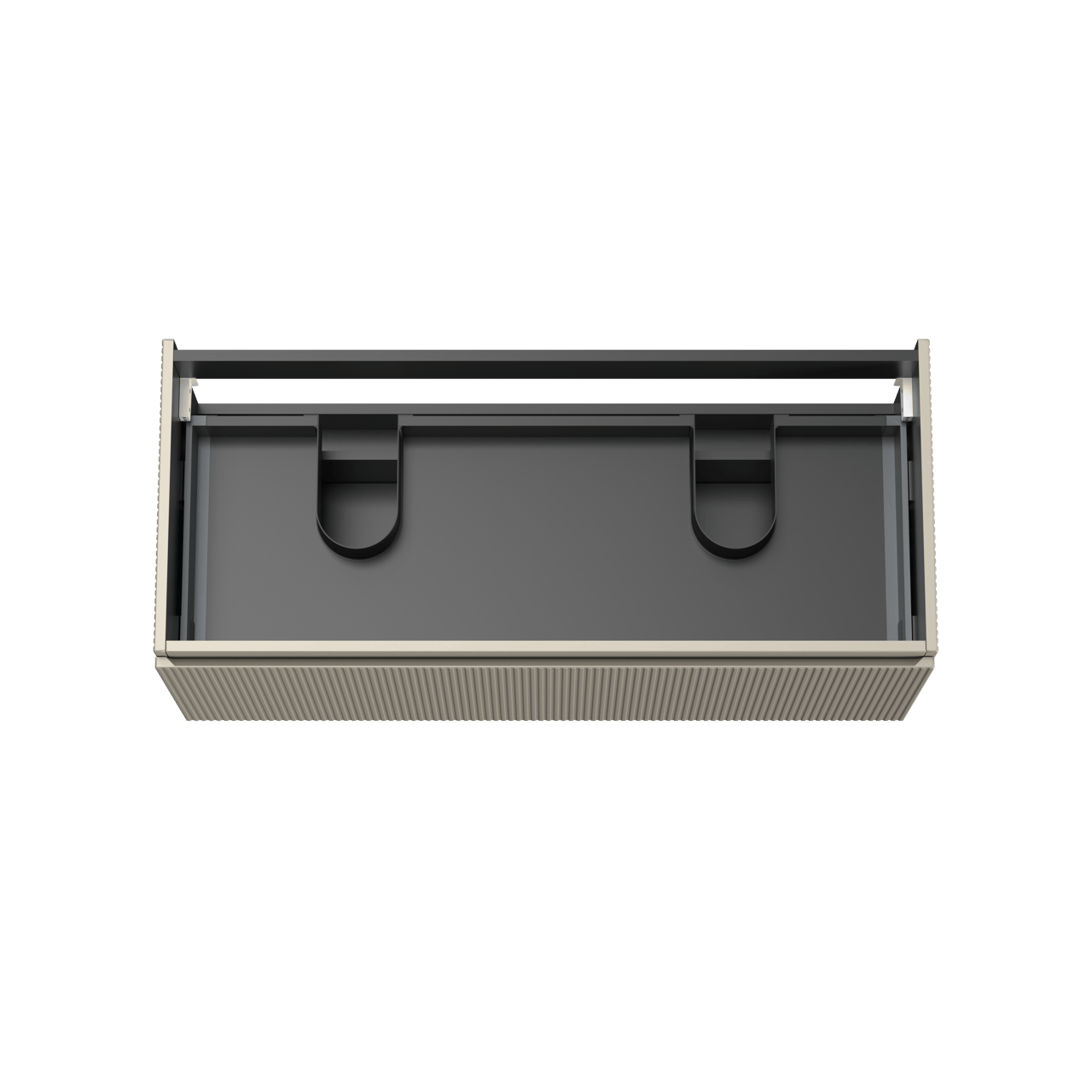 Storke Ribs meuble sous-vasque suspendu 120 x 52 cm soie grise 2 tiroirs