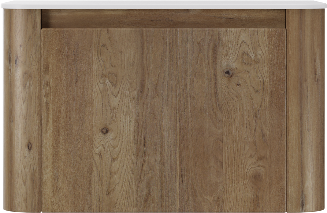 Storke Soft meuble salle de bains suspendu 80 x 46 cm chêne brut avec Tavola Soft tablette simple en Solid Surface blanc mat