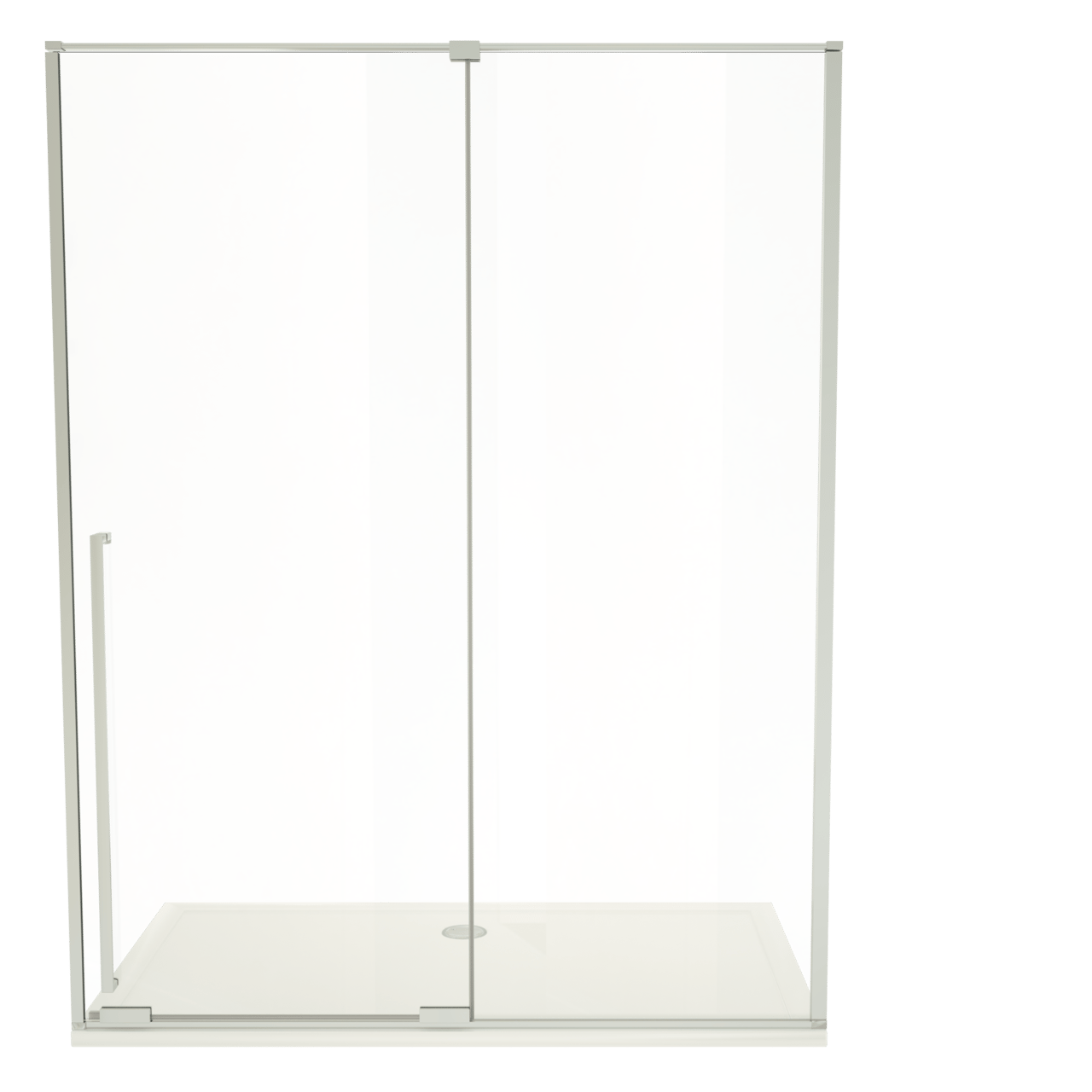 Luca Varess Stilus porte coulissante 160 x 200 cm verre transparent profil chrome brillant