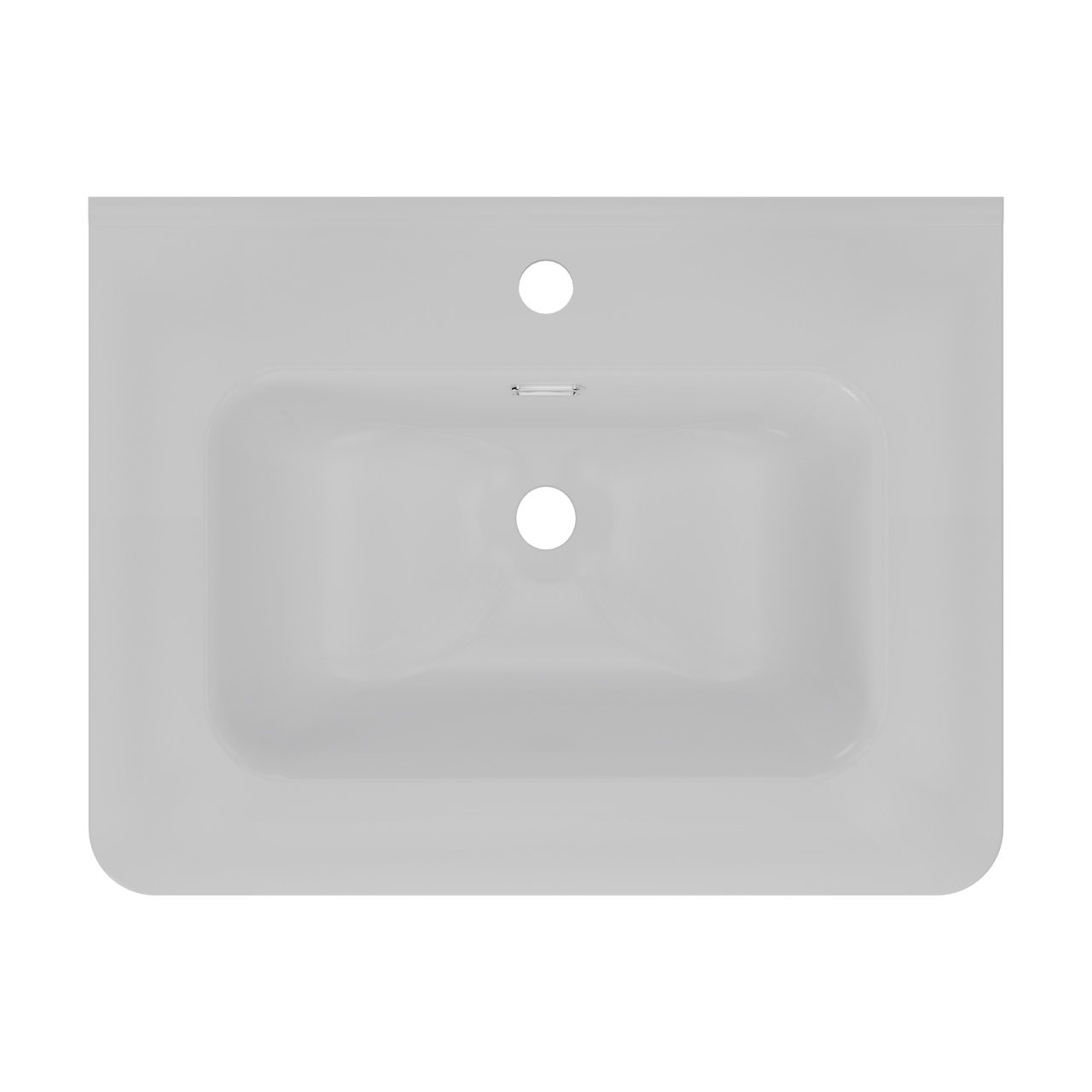 Linie Baro Curvo enkele wastafel porselein Glanzend Wit 60 x 46 cm