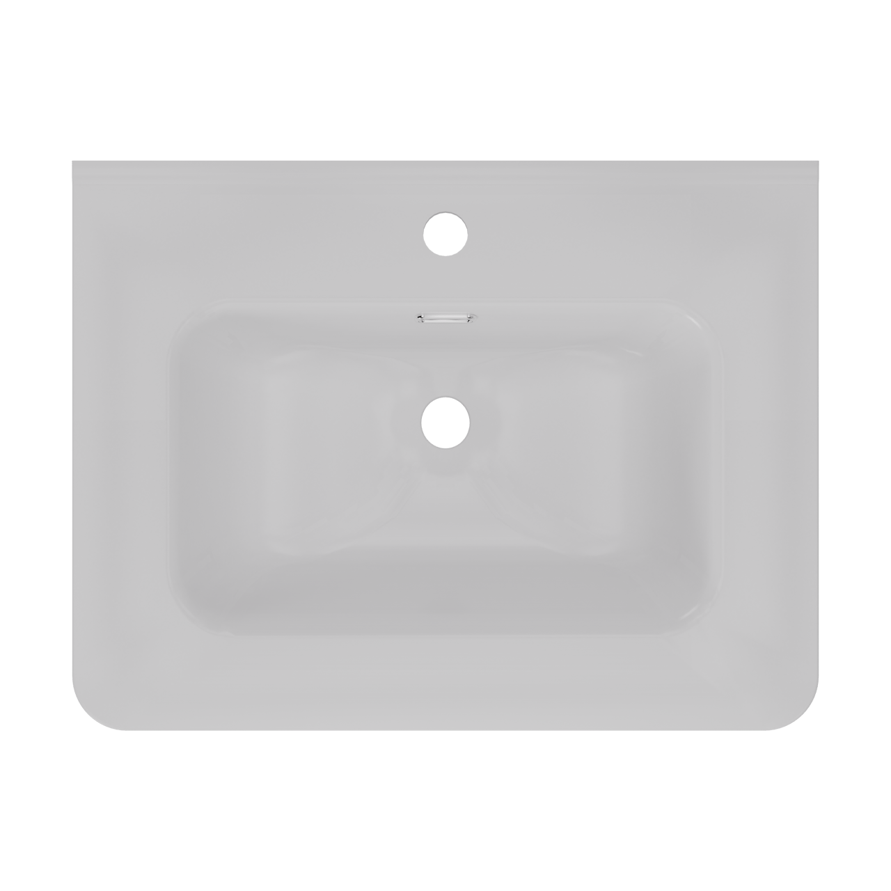 Linie Baro Curvo lavabo simple porcelaine Blanc Brillant 60 x 46 cm