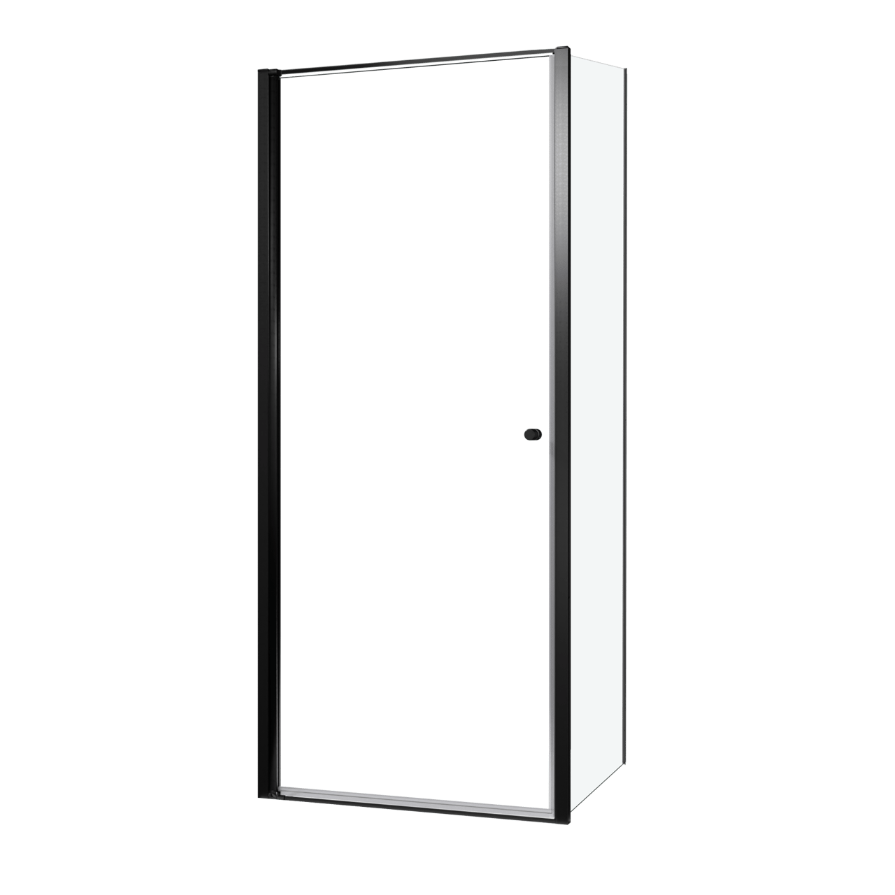 Luca Varess Kuresa coin-douche porte pivotante avec paroi latérale fixe 90 x 90 x 200 cm verre transparent et profil noir mat