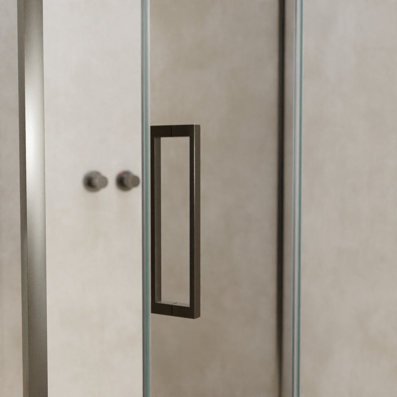 Balmani Senses Design Eckdusche: Drehtür (Rechts) mit fixierte Seitenwand, 120 x 90 cm, Klarglas, Profil Brushed GunMetal