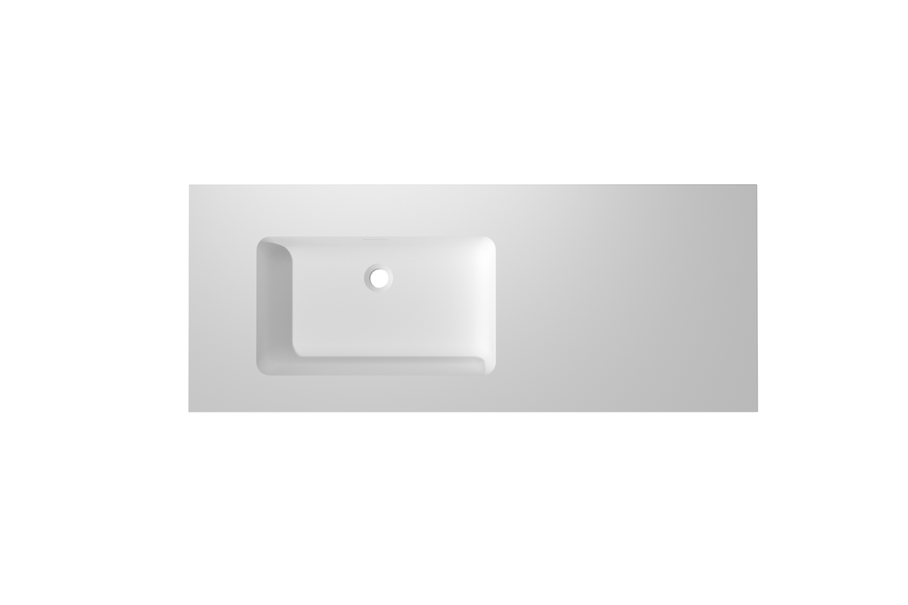 Storke Mata High asymmetrisch linkse wastafel matte Solid Surface 130 x 52 cm