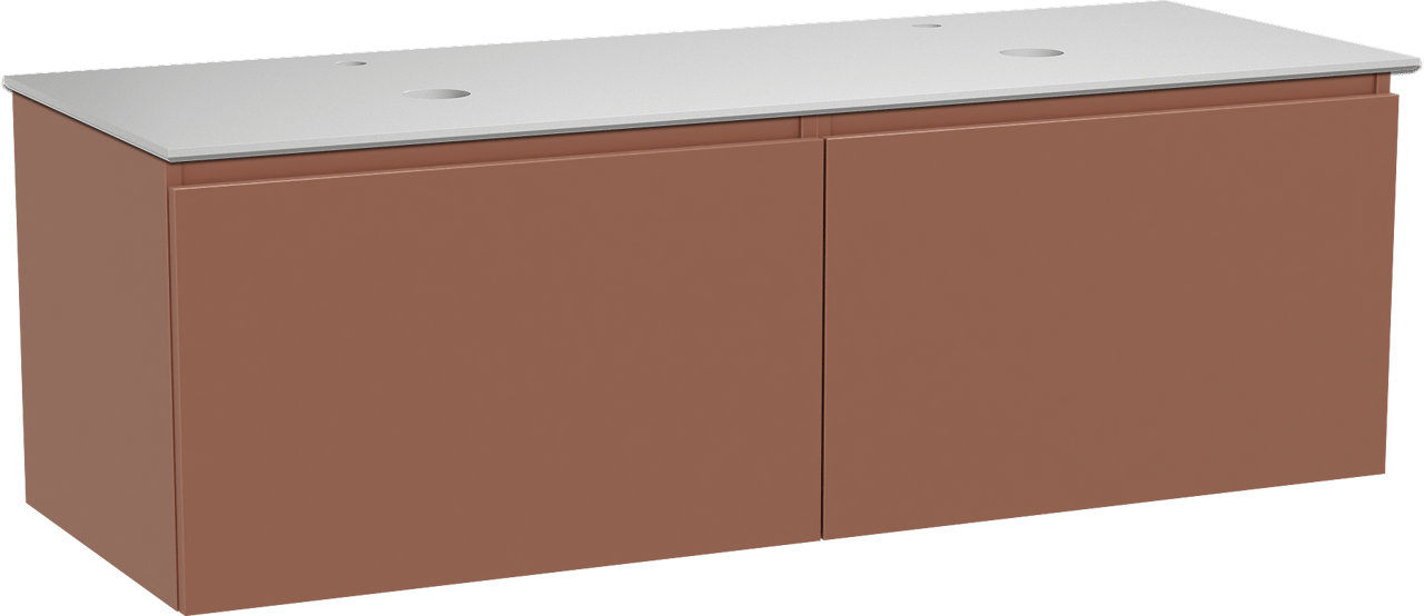 Balmani Sfera zwevend badmeubel 150 x 55 cm cotto met Facetta dubbel wastafelblad in solid surface mat wit