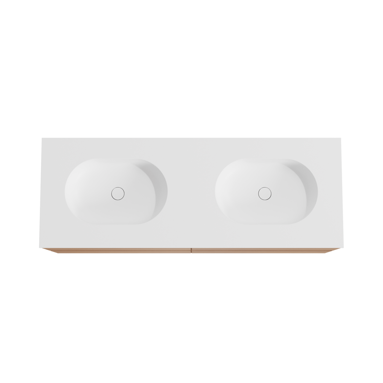 Balmani Mitra meuble salle de bains suspendu 150 x 55 cm teck avec Tablo Oval double vasque en solid surface blanc mat