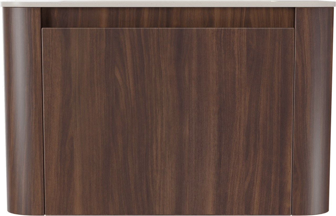 Storke Soft meuble salle de bains suspendu 80 x 46 cm noyer avec Mata Soft plan simple en Solid Surface beige granite