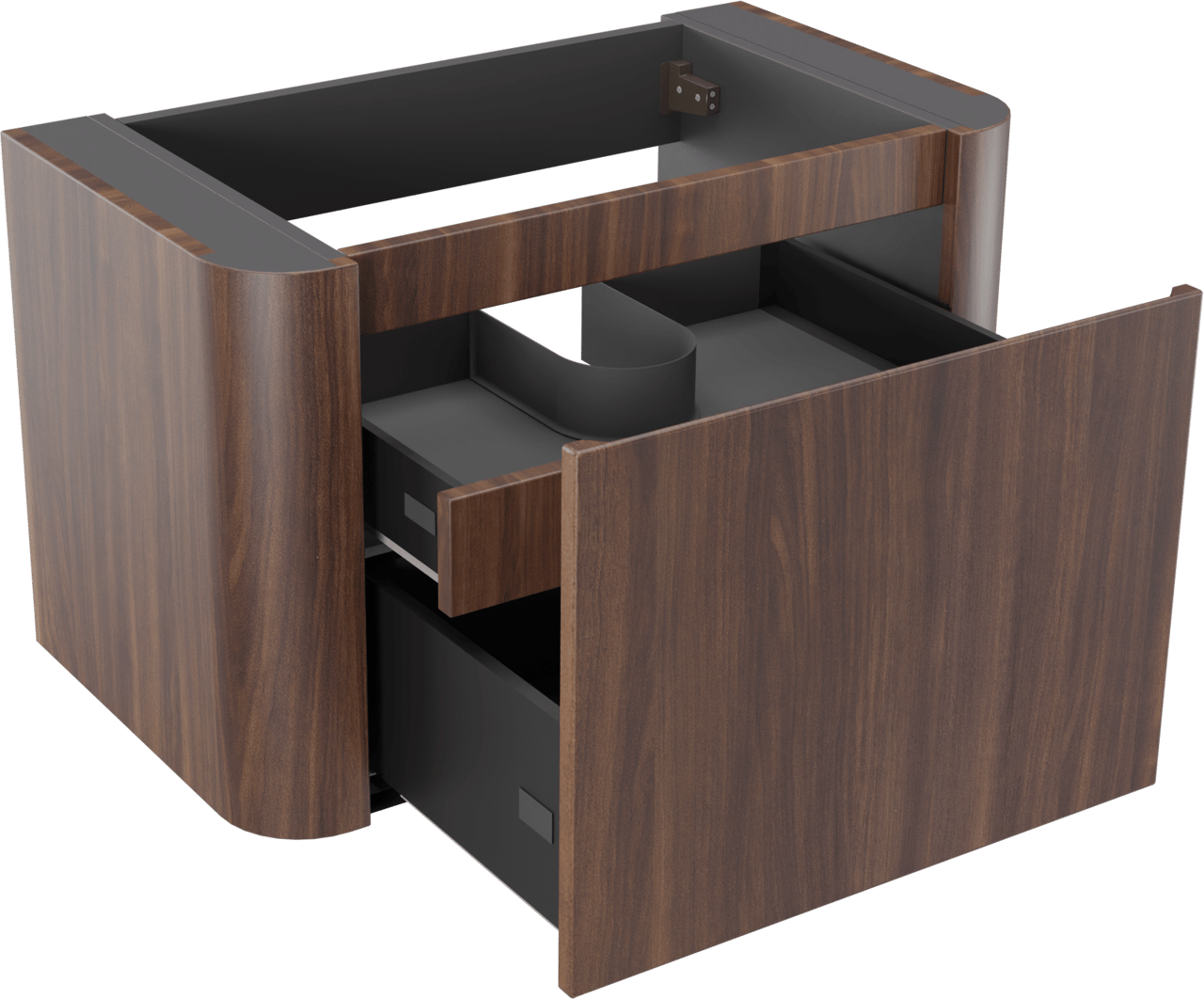 Storke Soft meuble sous-vasque suspendu 80 x 46 cm Noyer 2 tiroirs