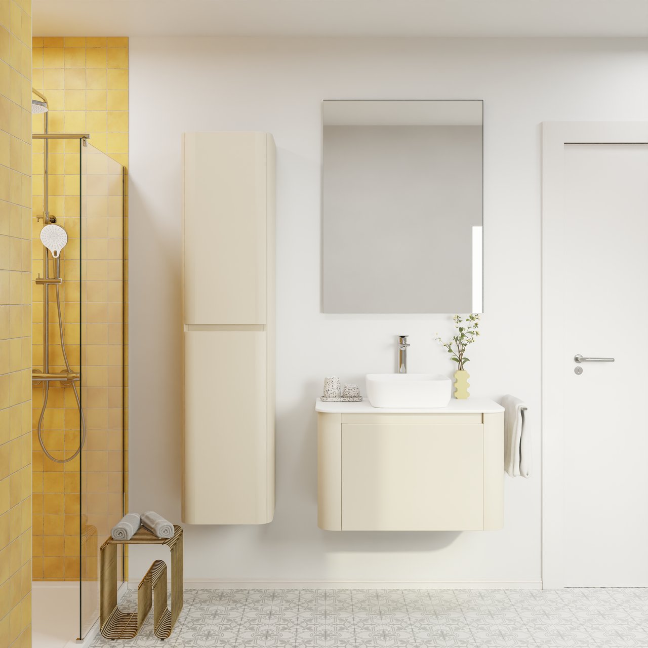 Storke Soft  hängendes möbelstück Waschtischunterschränke 80 x 46 cm Sand matt 2 Schubladen