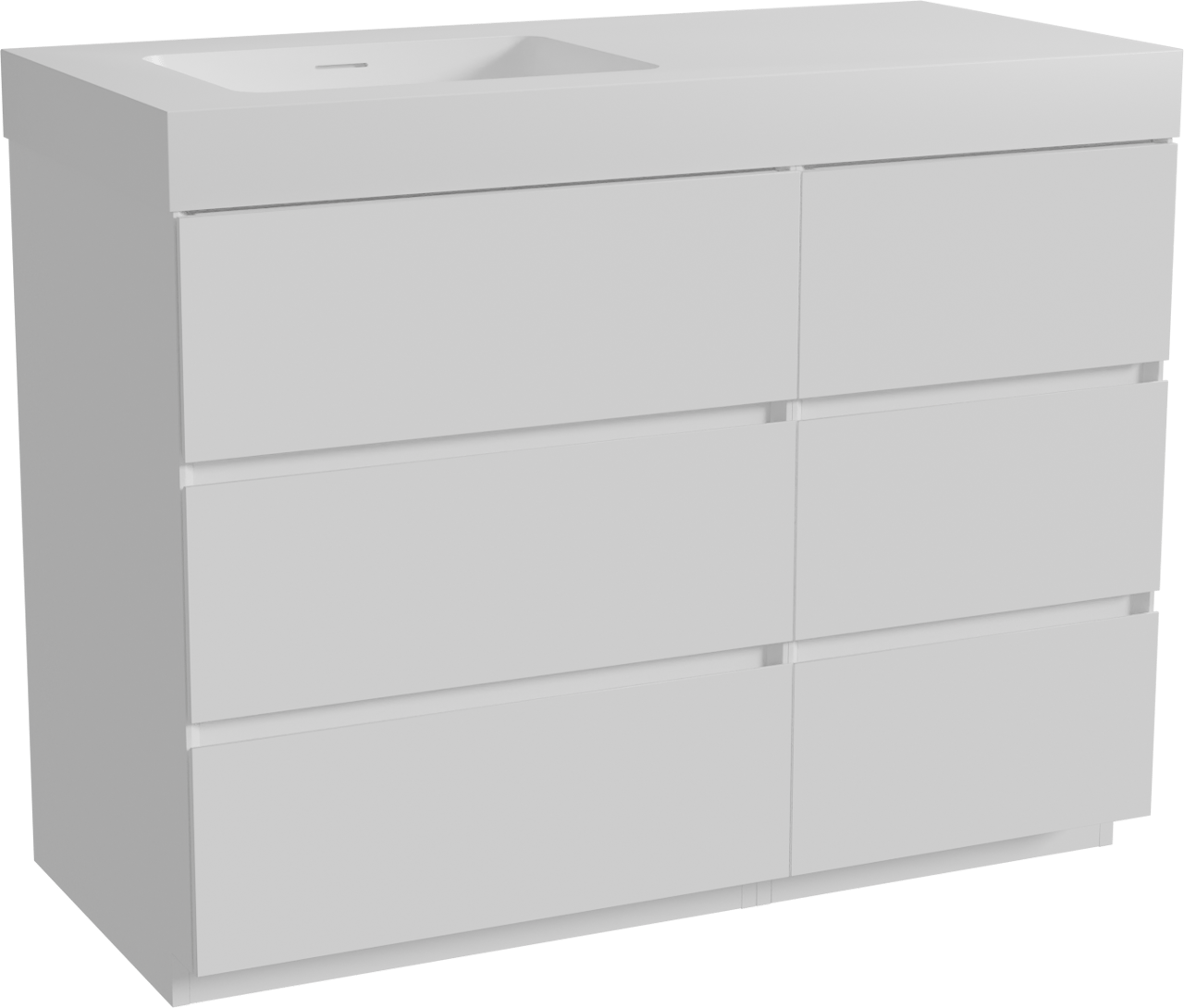 Storke Edge staand badmeubel 110 x 52 cm mat wit met Mata High asymmetrisch linkse wastafel in solid surface mat wit