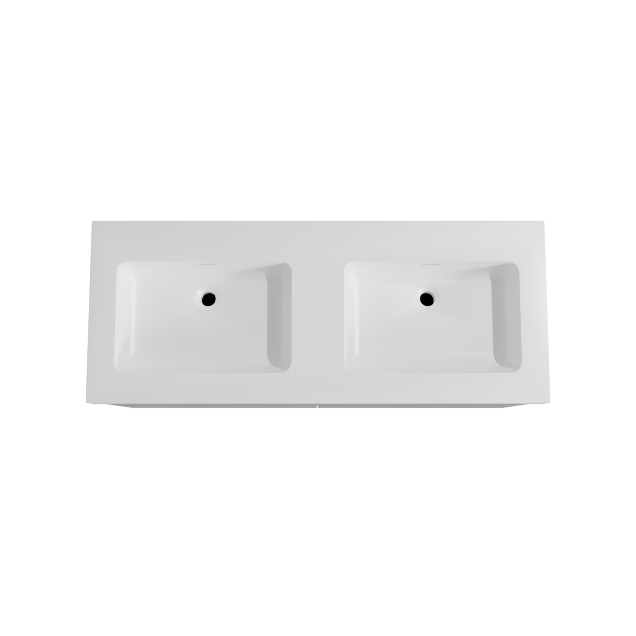 Storke Edge zwevend badmeubel 130 x 52 cm beton donkergrijs met Mata High dubbele wastafel in solid surface mat wit