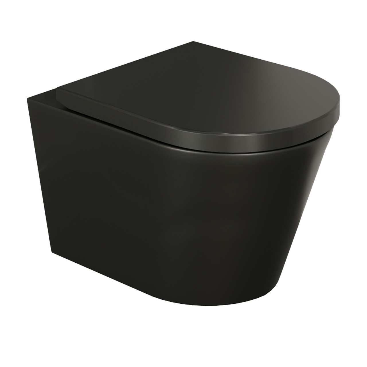 Luca Varess Spirello hangtoilet mat zwart randloos met medio wc-bril