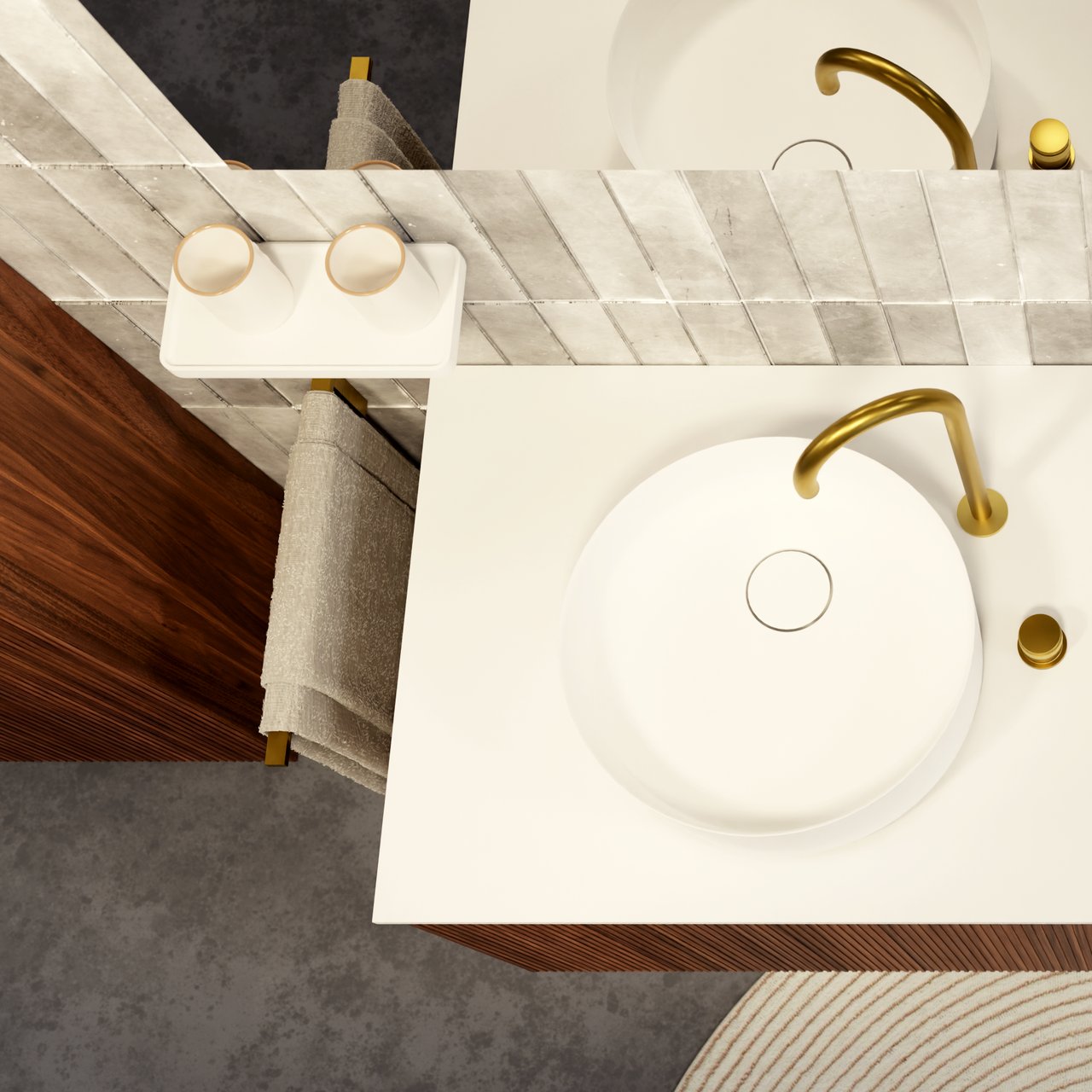 Balmani Tray wandplank Mat witte Solid Surface 25 x 12 cm