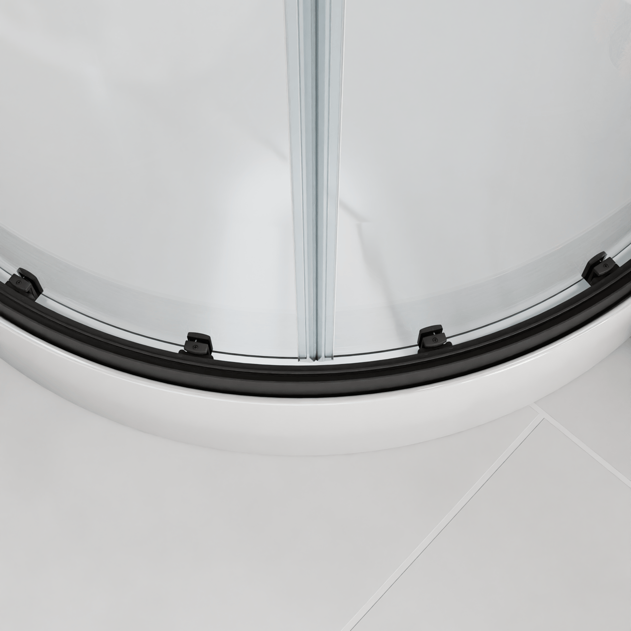 Luca Varess Talan cabine de douche quart de rond avec portes coulissantes 90 x 90 cm verre transparent profil noir mat