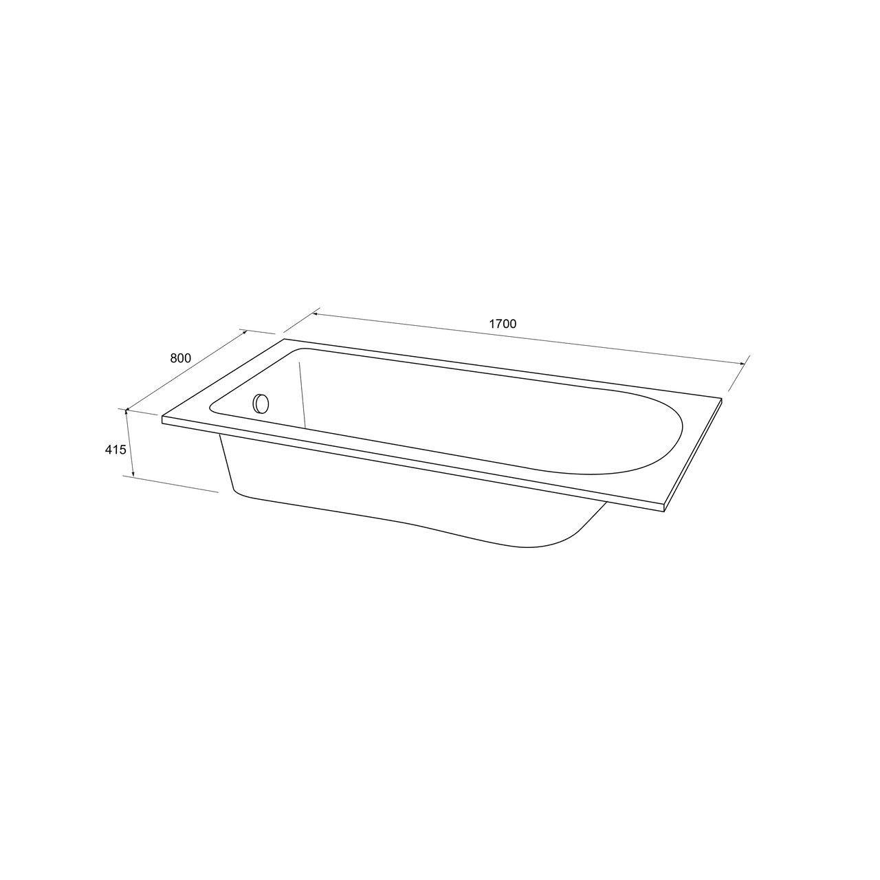 Luca Varess Rosala baignoire encastrable simple 170 x 80 cm acrylique blanc mat