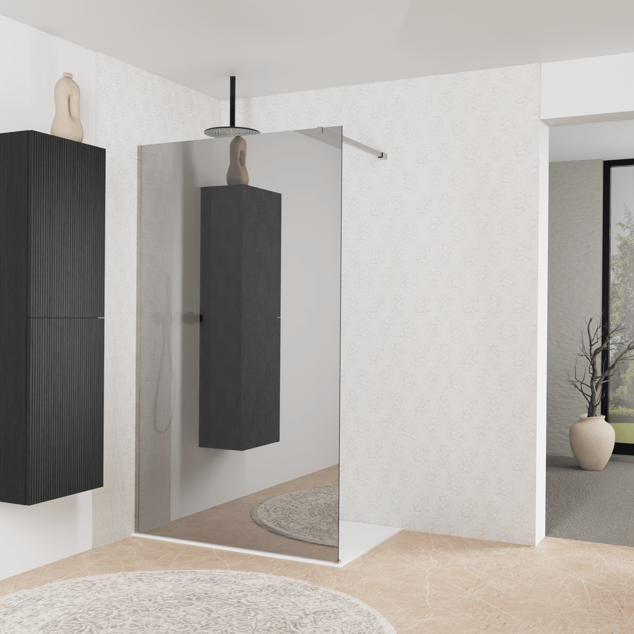 Balmani Modular Walk-In Dusche: 120 x 200 cm, Reflex-Spiegelglas, Profil Brushed Inox