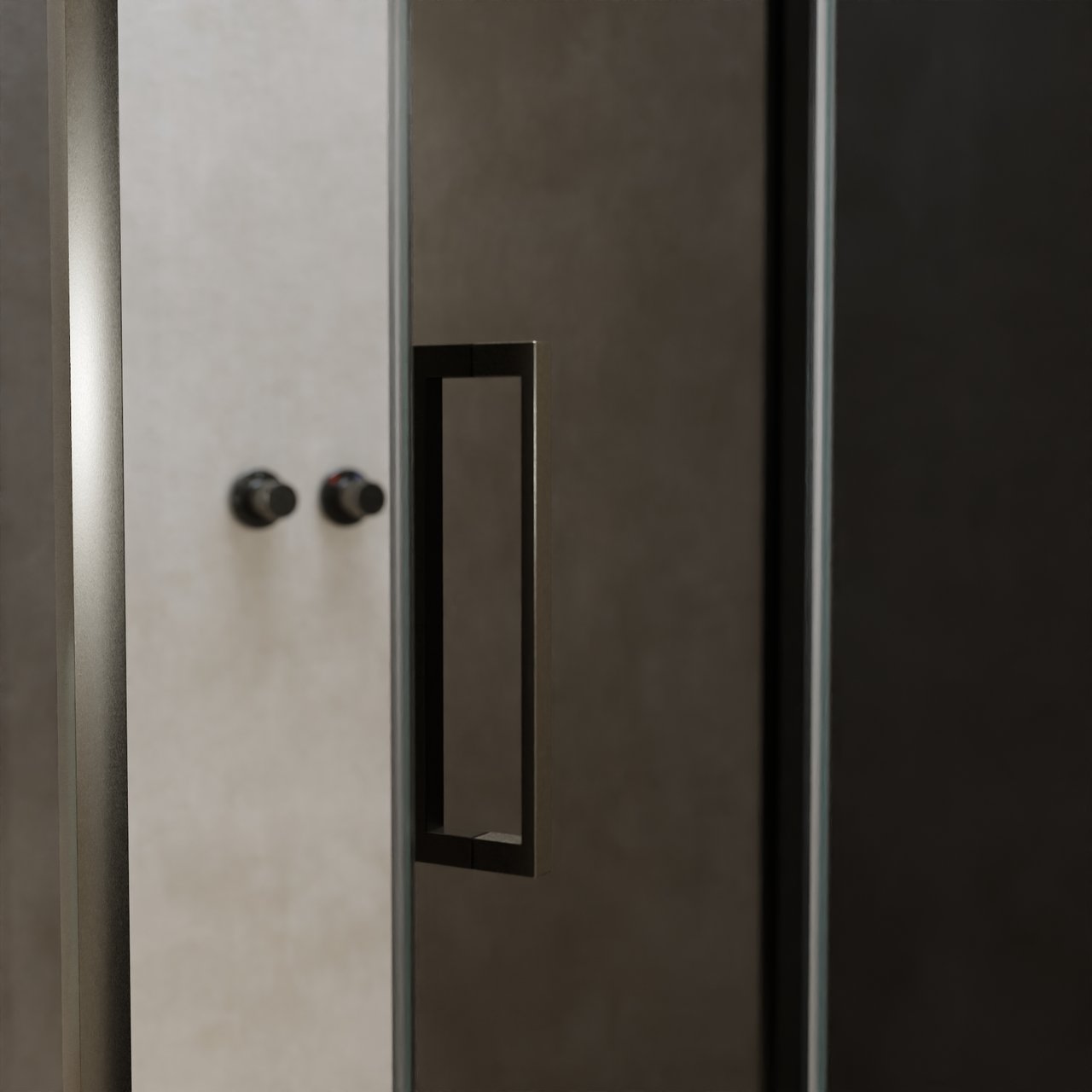 Balmani Senses Design douchehoek met rechtse draaideur en vaste zijwand, 120 x 90 cm, Rookglas, Brushed GunMetal profielen, met coating