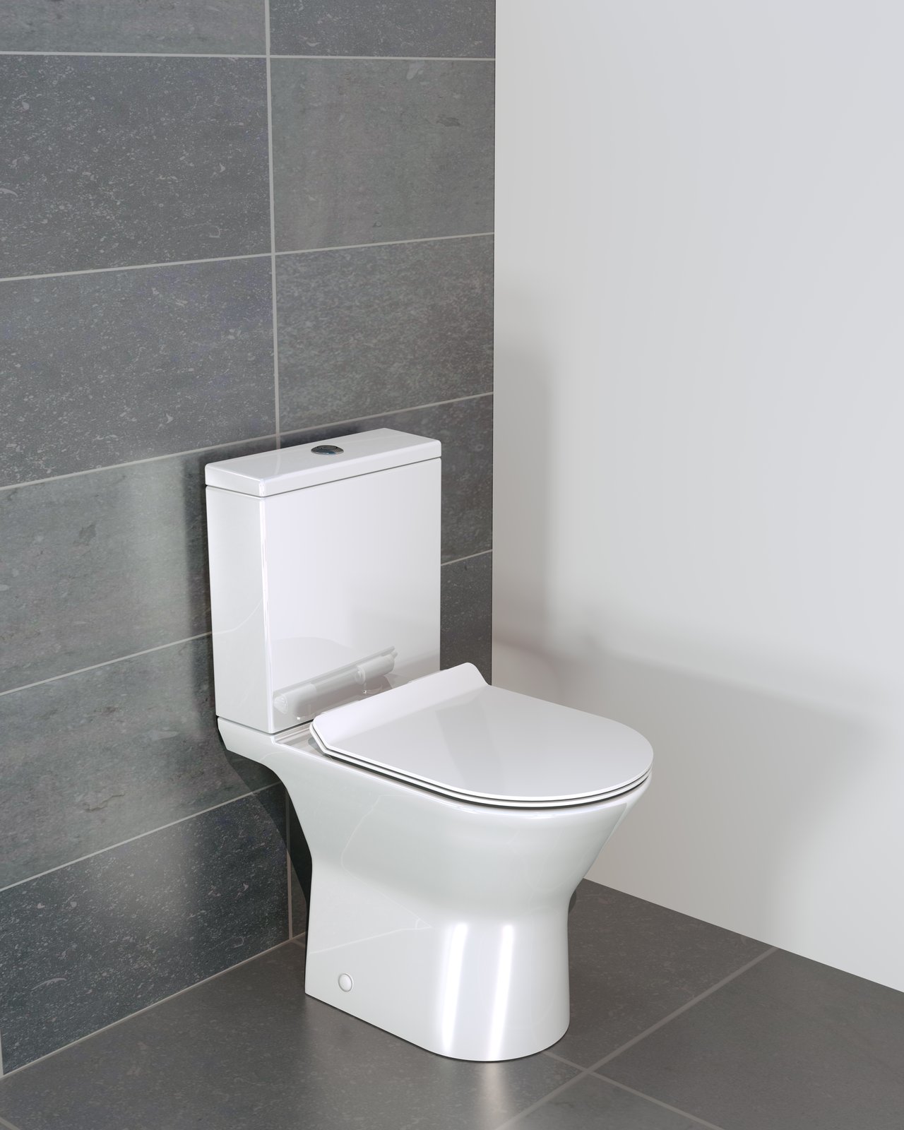 Luca Varess Delano staand toilet glanzend wit randloos, inclusief installatieset met L-vorm aansluiting, kraantje en flexibel