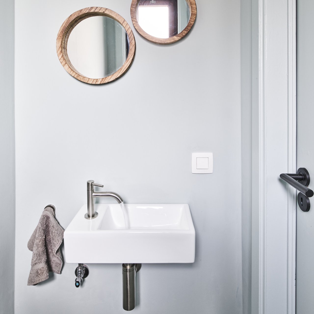 Luca Varess Cubic midi Lave-mains Blanc Brillant Porcelaine gauche 40,5x20 cm