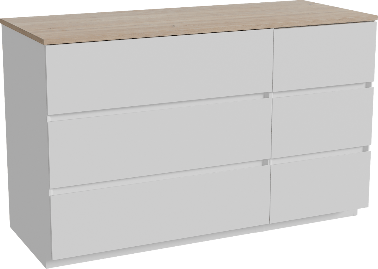 Storke Edge staand badmeubel 130 x 52 cm mat wit met Panton enkel of dubbel wastafelblad in melamine ruw eiken