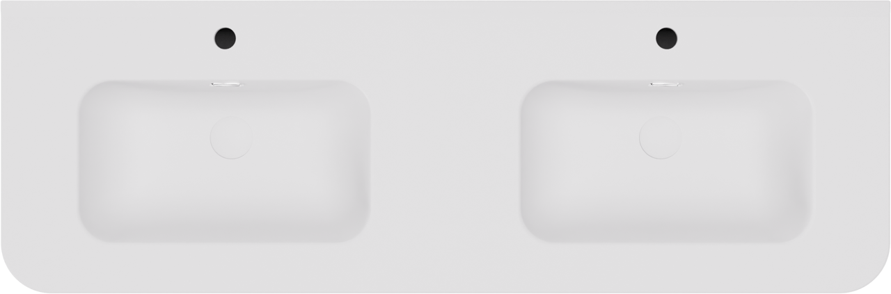 Storke Soft meuble salle de bains suspendu 140 x 46 cm noyer avec Kera Soft double vasque en porcelaine blanc mat