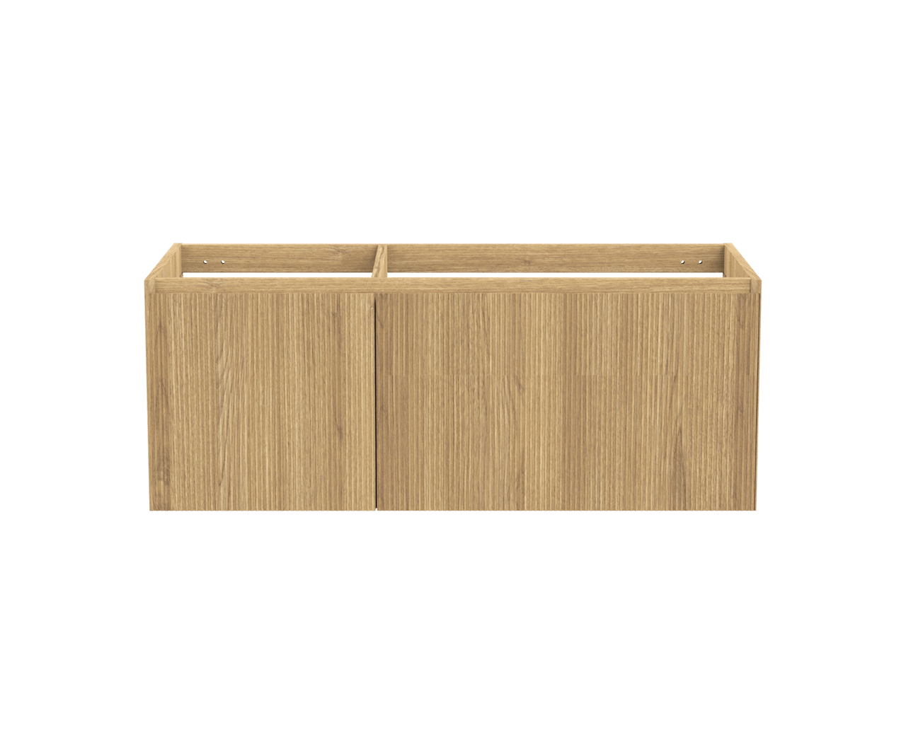 Balmani Fila hängender Waschbeckenunterschrank: 120 x 55 cm, asymmetrisch rechts, Eiche Natur, Furnierholz, 4 Schubladen