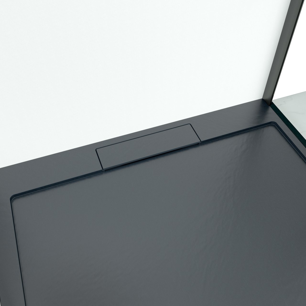 Balmani Indus receveur de douche 160 x 90 cm marbre composite gris graphite texture ardoise