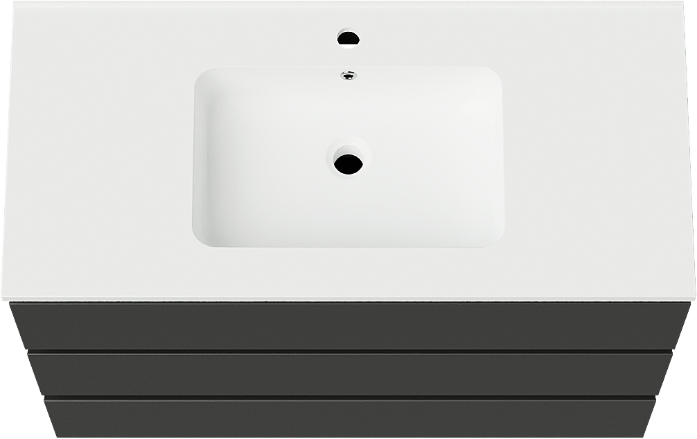 Linie Lado staand badmeubel 100 x 46 cm mat zwart met Vano enkele wastafel in composietmarmer mat wit