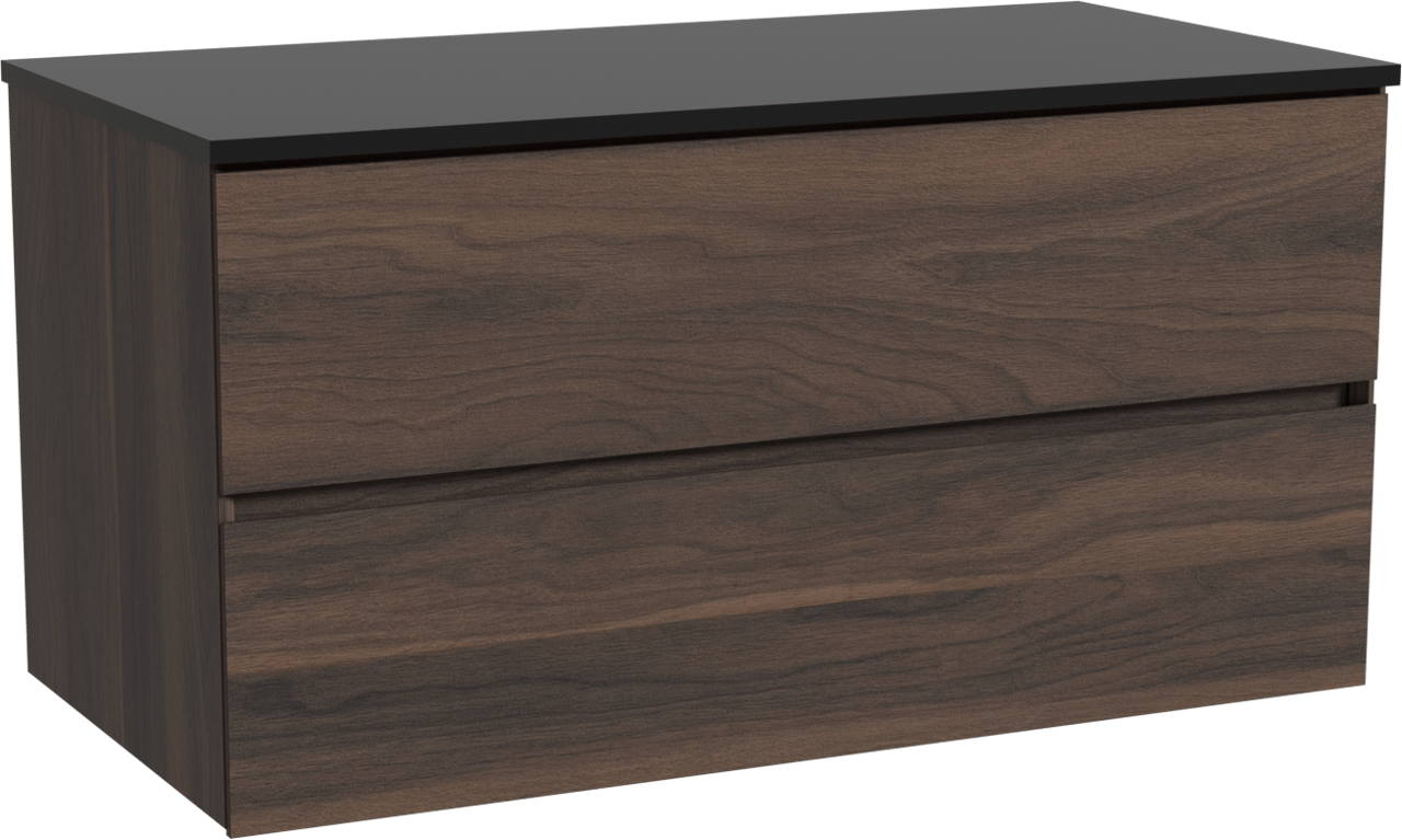 Storke Edge meuble salle de bains suspendu 105 x 52 cm noyer avec Panton tablette simple en mdf enduit de poudre noir mat