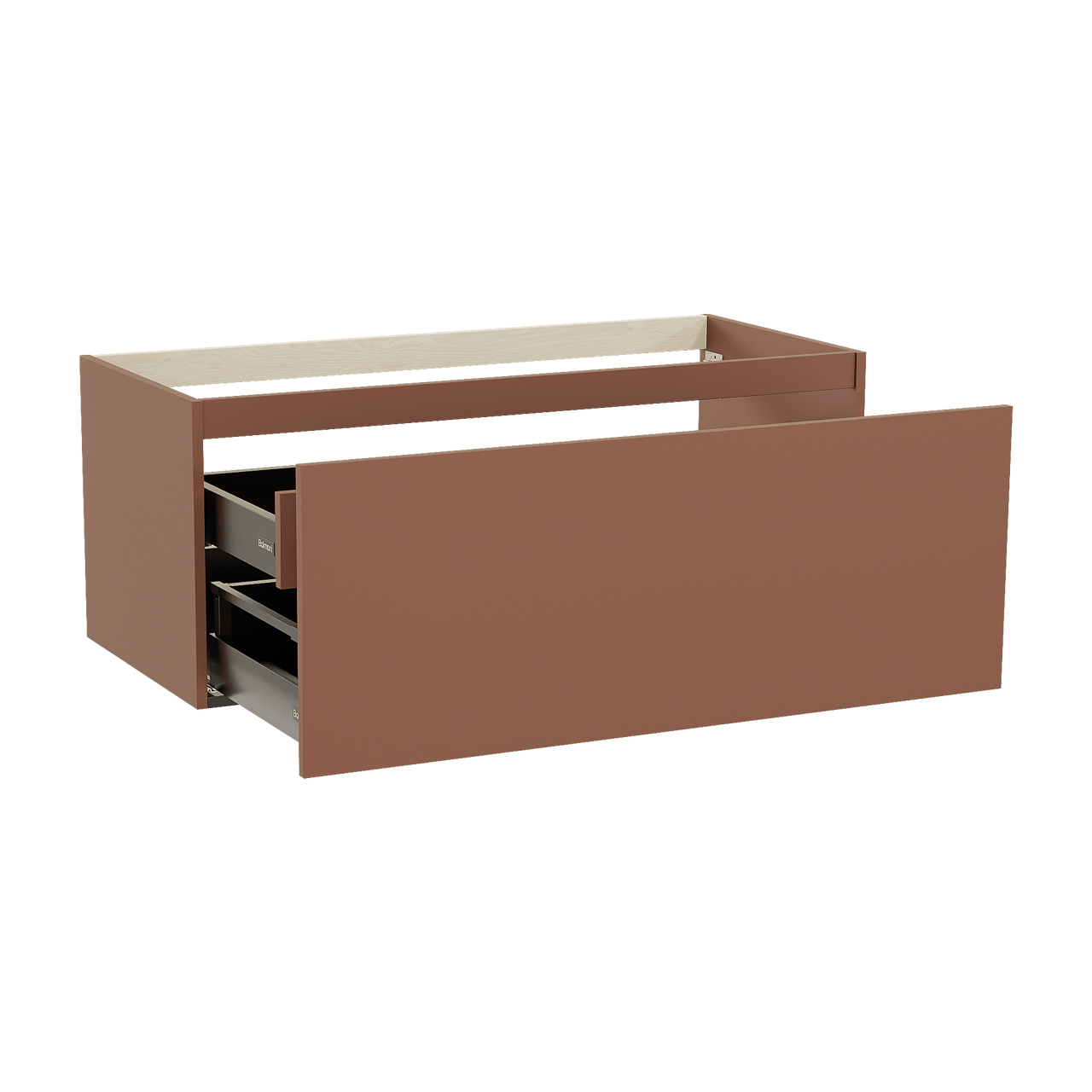 Balmani Sfera hängender Waschbeckenunterschrank: 120 x 55 cm, Cotto, 2 Schubladen