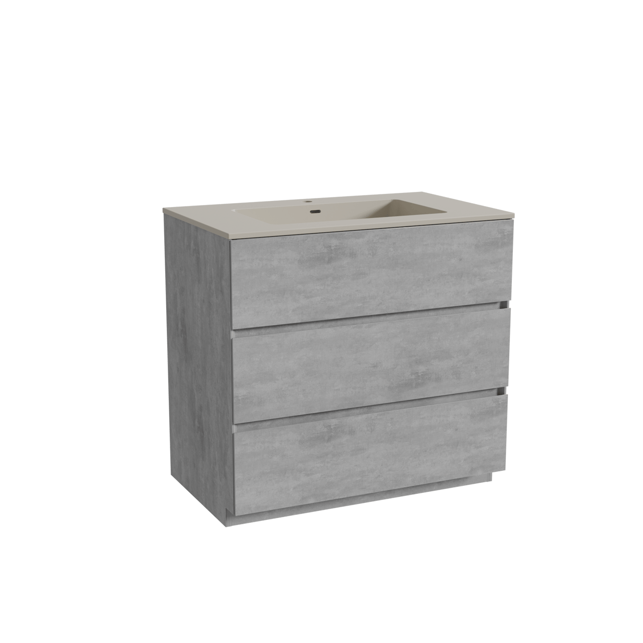 Storke Edge freistehendes Möbelstück Set: 85 x 52 cm, Beton dunkelgrau, mit Diva Einzelwaschtisch, Top Solid Seidengrau