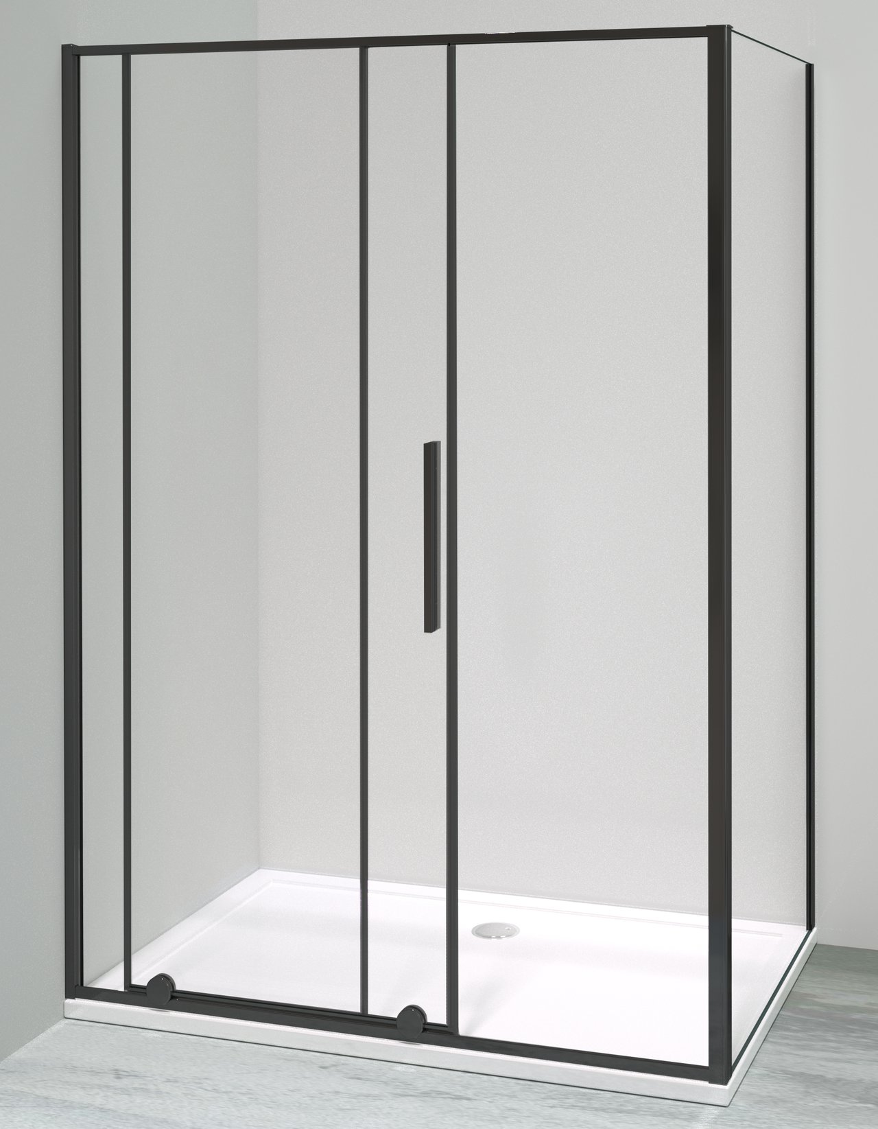 Luca Varess Morano douchecabine met schuifdeur en vaste zijwand 90 x 140 cm helder glas mat zwart profiel