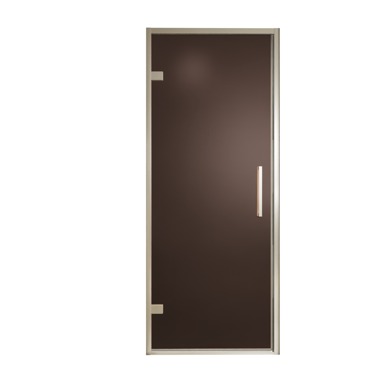 Balmani Senses Design porte pivotante à gauche 90 cm x 210 cm verre Bronze, Profil Brushed CoolMetal, coating inclus
