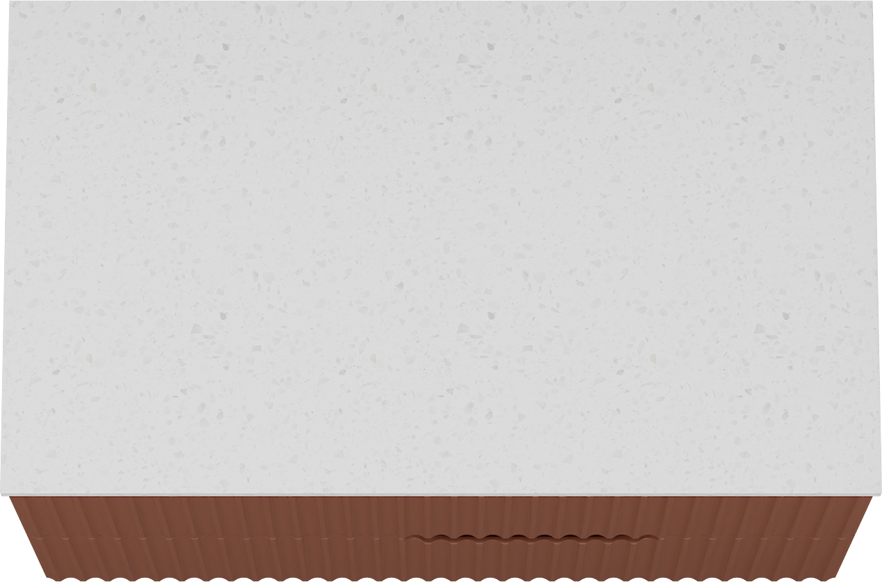 Linie Ribbo meuble salle de bains suspendu 80 x 46 cm cotto avec Lado tablette simple en mélaminé terrazzo blanc, Nervure circulaire symétrique verticale