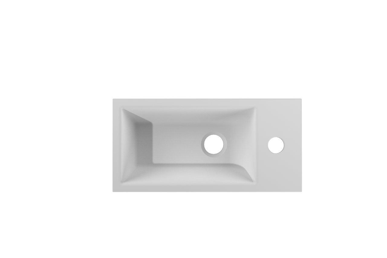 Luca Varess Cubic midi fonteintje Mat Wit Porselein 40,5x20cm rechts