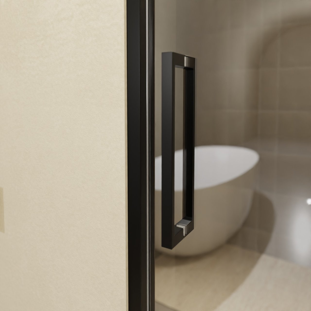 Balmani Senses Design porte coulissante à droite 160 cm x 210 cm verre Miroir Reflex, Profil noir, coating inclus