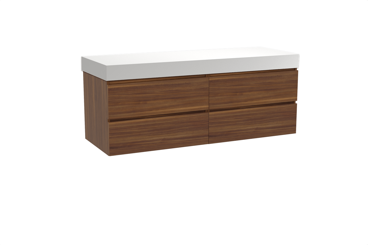 Balmani Lucida Badmöbel Set mit Dominus Waschtischplatte für Aufsatzwaschbecken