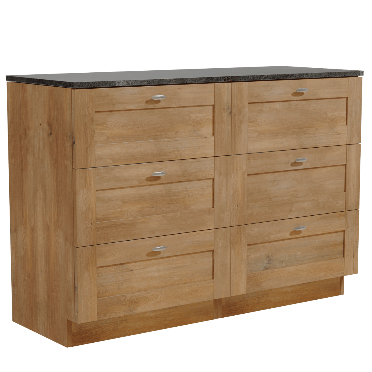 Linie Classo freistehendes Möbelstück Set: 120 x 46 cm, Naturbelassene Eiche, mit Lado Einzel- oder Doppel Waschtischplatte, Melamin Schiefergrau