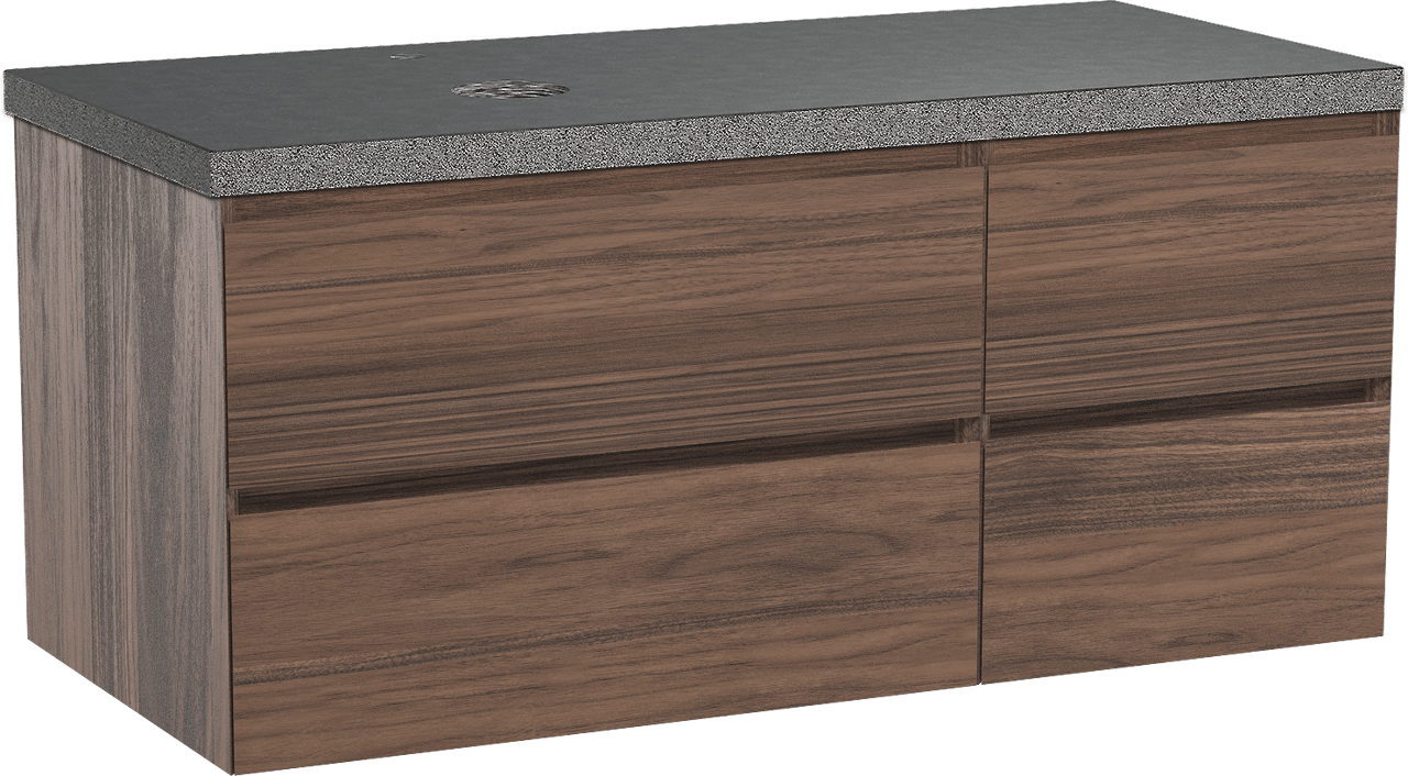 Balmani Mitra Badmöbel Set mit Rock Waschtischplatte für Aufsatzwaschbecken