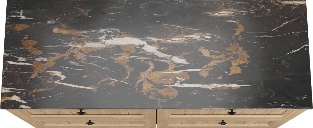 Balmani Lemon meuble salle de bains à poser 150 x 55 cm, placage chêne naturel avec Stretto tablette simple ou double en portoro gold