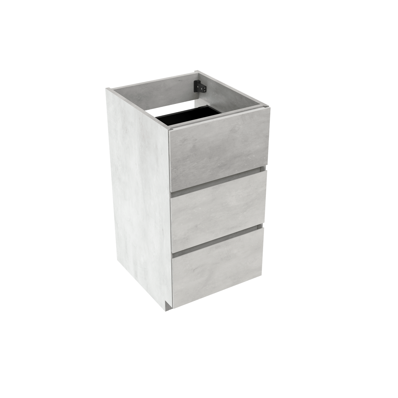 Storke Edge stehender Bad-Unterschrank, 45 x 52 cm, Beton silbergrau, 3 Schubladen