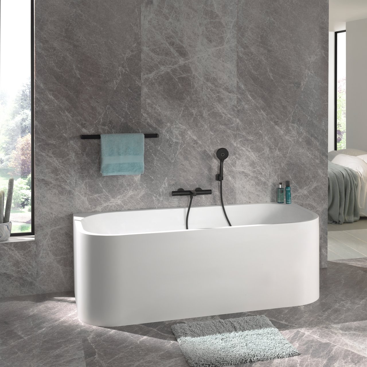 Luca Varess Mezzo baignoire semi-îlot 180 x 80 cm acrylique blanc mat