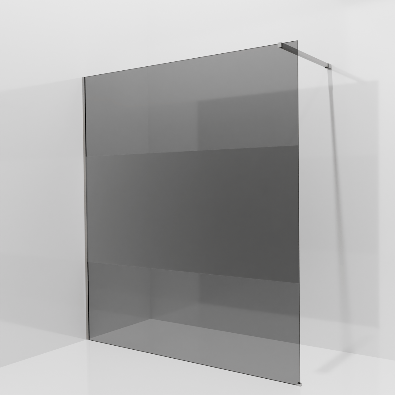 Balmani Modular douche à l'italienne: 180 x 200 cm, Verre fumé avec bande matte, avec coating, Profil Brushed Inox