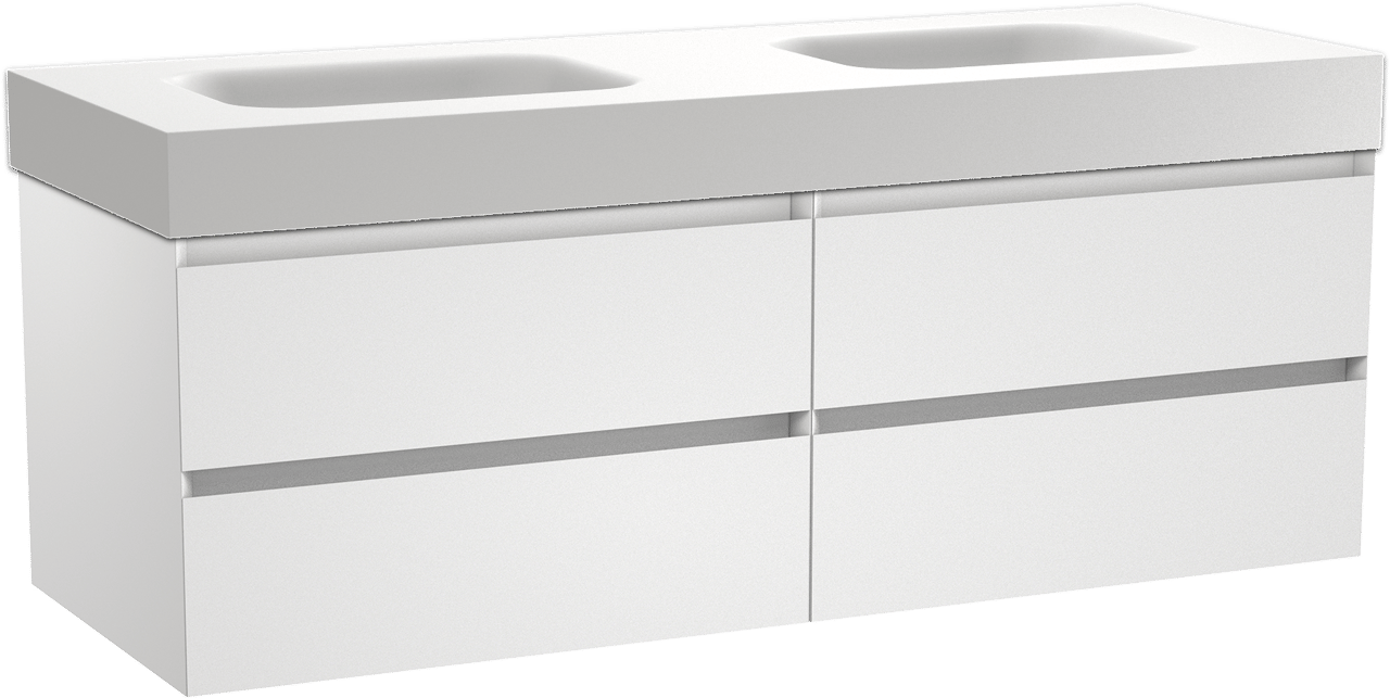 Balmani Mitra meuble salle de bains suspendu 150 x 55 cm blanc mat avec Arcato double vasque en solid surface blanc mat