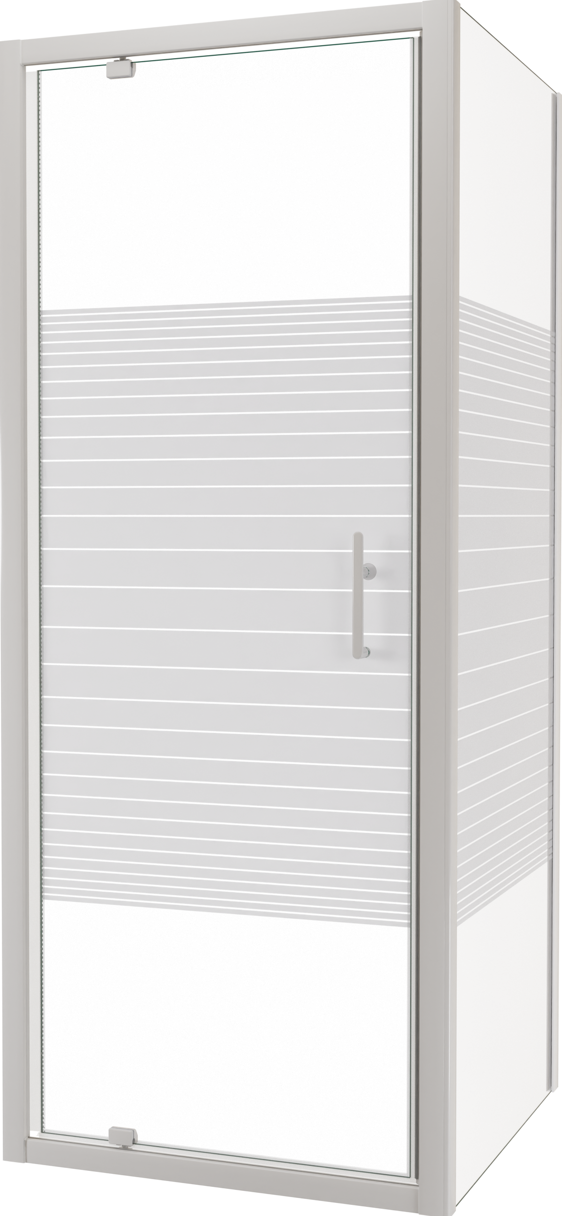 SanyOne Anton douchehoek met draaideur en vaste zijwand, 80 x 80 cm, gestreept glas, witte profielen