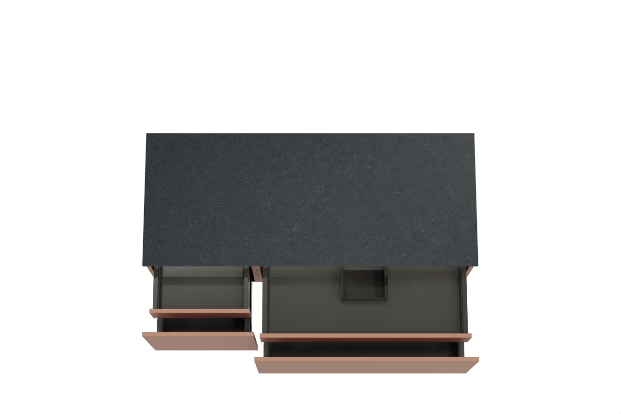 Balmani Sfera zwevend badmeubel 135 x 55 cm cotto met Stretto enkel of dubbel wastafelblad in zwart graniet